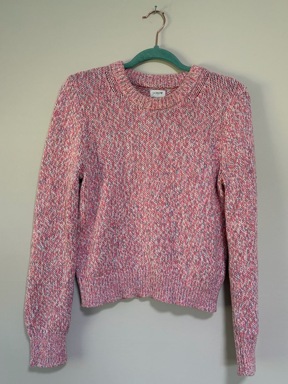 J. Crew Pink Marled Crew Sweater